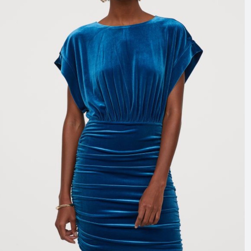 H&M velvet blue dress